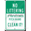 No littering metal sign,screen printed aluminum plates